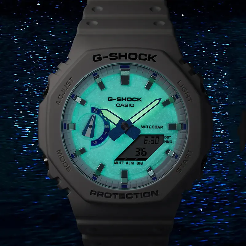 Casio G-Shock White Dial Full Luminous Men's Watch- GA-2100HDS-7A